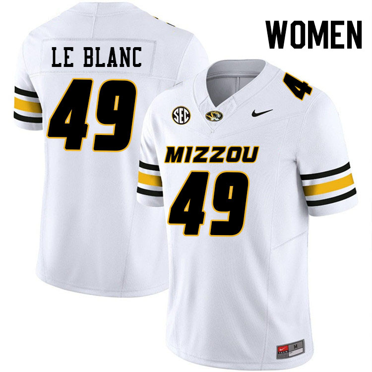 Women #49 Brett Le Blanc Missouri Tigers College Football Jerseys Stitched-White